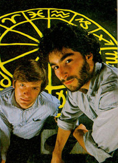 Publicity photo of Paul Norris and Rupert Bowater in 1989 for the release of the game Wicked